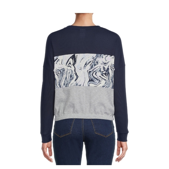 No Boundaries NWT Juniors' Long Sleeve Round Neck Drawstring Waist Top 837 - Picture 3 of 5